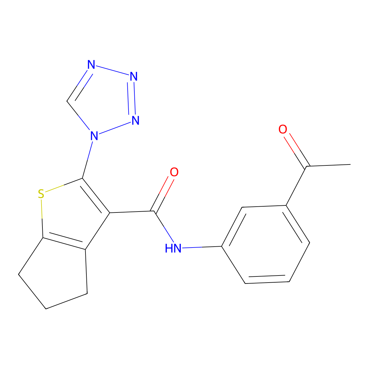 N-(3-acetylphenyl)-2-(1H-tetrazol-1-yl)-5,6-dihydro-4H-cyclopenta[b]thiophene-3-carboxamide molecular structure, CAS 1190288-57-3