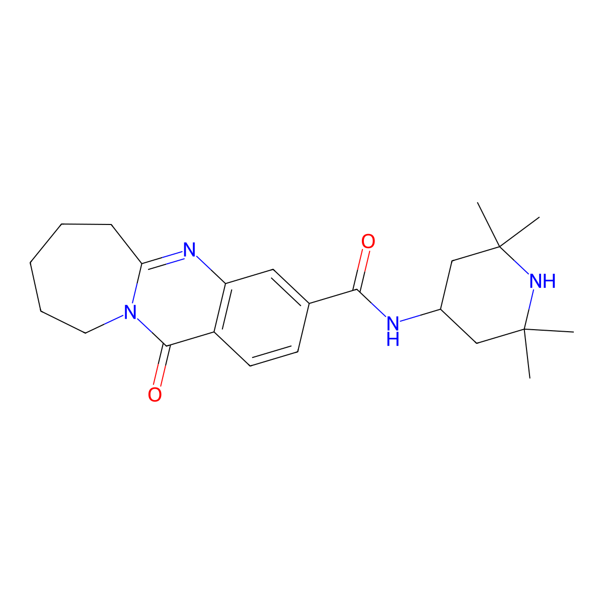 12-oxo-N-(2,2,6,6-tetramethylpiperidin-4-yl)-6,7,8,9,10,12-hexahydroazepino[2,1-b]quinazoline-3-carboxamide molecular structure, CAS 1190288-78-8