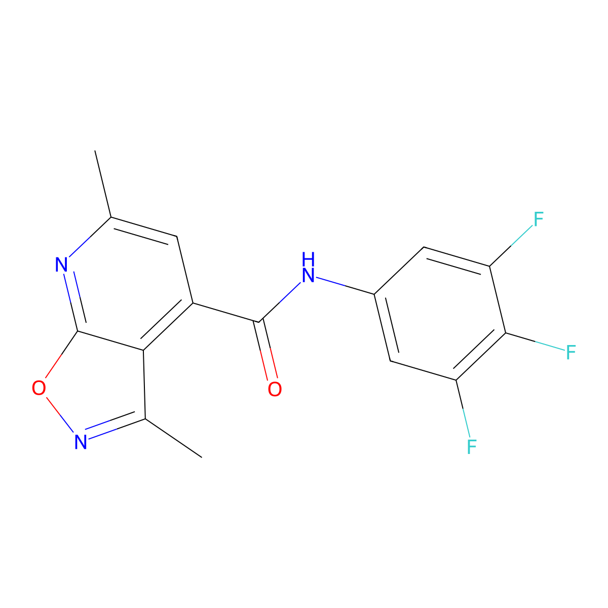 3,6-dimethyl-N-(3,4,5-trifluorophenyl)[1,2]oxazolo[5,4-b]pyridine-4-carboxamide molecular structure, CAS 1190288-91-5