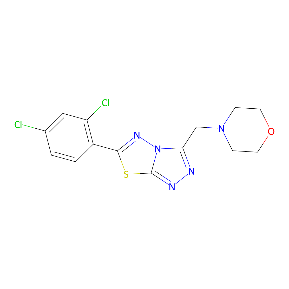 6-(2,4-Dichlorophenyl)-3-(4-morpholinylmethyl)[1,2,4]triazolo[3,4-b][1,3,4]thiadiazole molecular structure, CAS 1190288-97-1