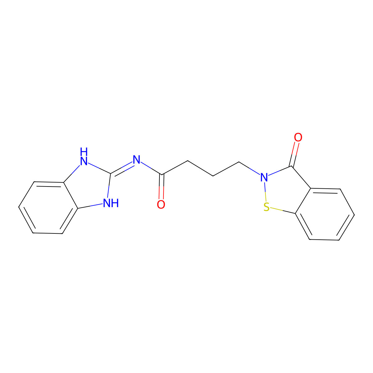 N-(1,3-dihydro-2H-benzimidazol-2-ylidene)-4-(3-oxo-1,2-benzothiazol-2(3H)-yl)butanamide molecular structure, CAS 1190289-20-3