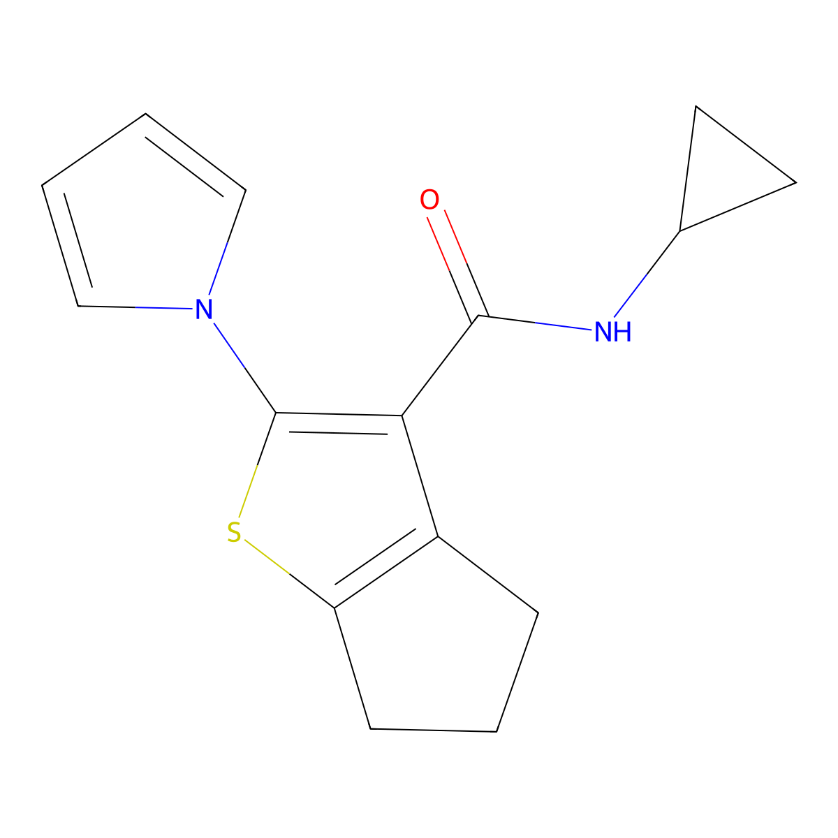 N-cyclopropyl-2-(1H-pyrrol-1-yl)-5,6-dihydro-4H-cyclopenta[b]thiophene-3-carboxamide molecular structure, CAS 1190289-30-5