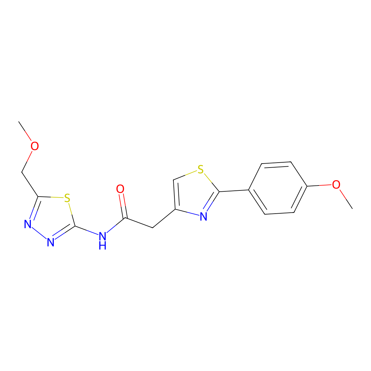 N-[(2E)-5-(methoxymethyl)-1,3,4-thiadiazol-2(3H)-ylidene]-2-[2-(4-methoxyphenyl)-1,3-thiazol-4-yl]acetamide molecular structure, CAS 1190289-34-9