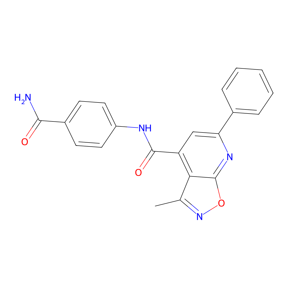 N-(4-carbamoylphenyl)-3-methyl-6-phenyl[1,2]oxazolo[5,4-b]pyridine-4-carboxamide molecular structure, CAS 1190289-39-4