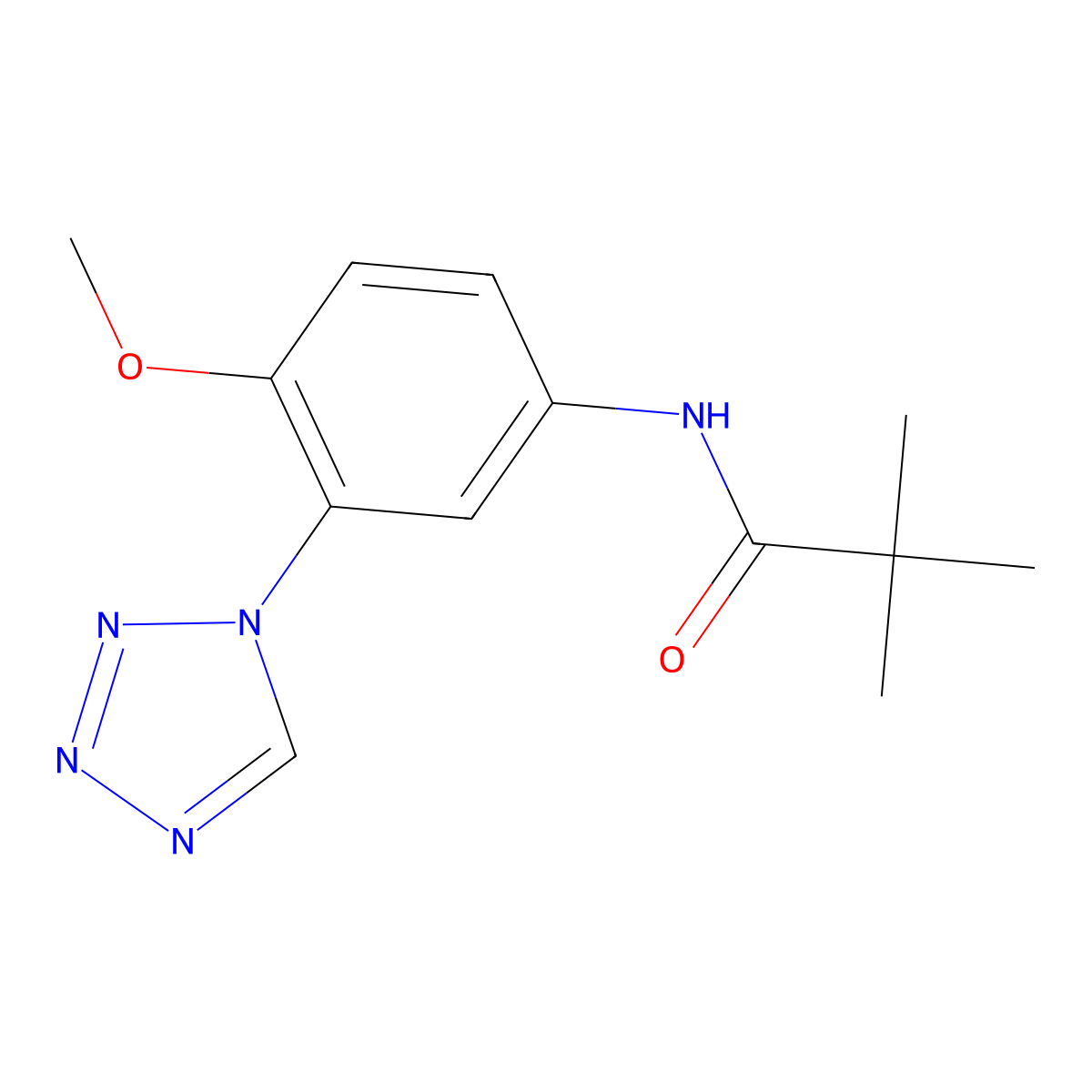 N-[4-methoxy-3-(1H-tetrazol-1-yl)phenyl]-2,2-dimethylpropanamide molecular structure, CAS 1190289-46-3