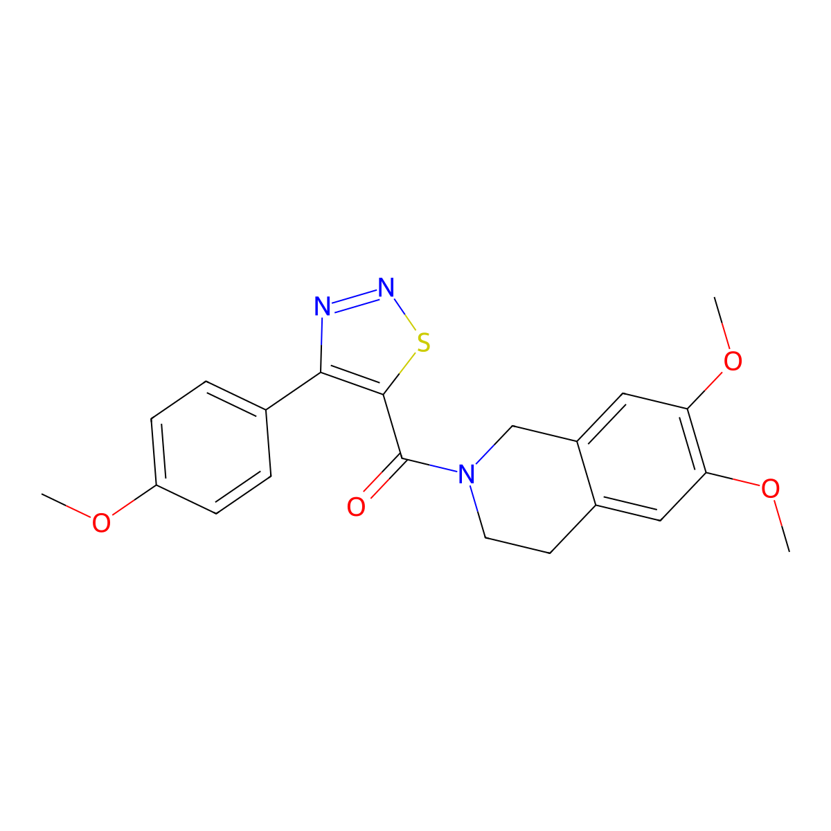 (6,7-dimethoxy-3,4-dihydroisoquinolin-2(1H)-yl)[4-(4-methoxyphenyl)-1,2,3-thiadiazol-5-yl]methanone molecular structure, CAS 1190289-55-4