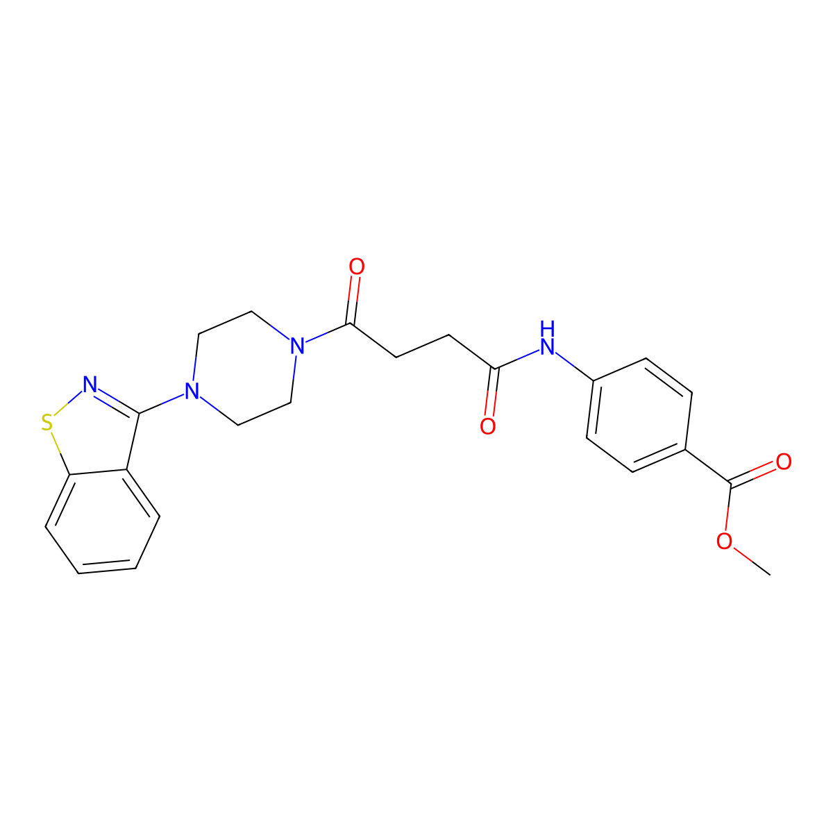 Methyl 4-({4-[4-(1,2-benzisothiazol-3-yl)piperazino]-4-oxobutanoyl}amino)benzoate molecular structure, CAS 1190290-42-6