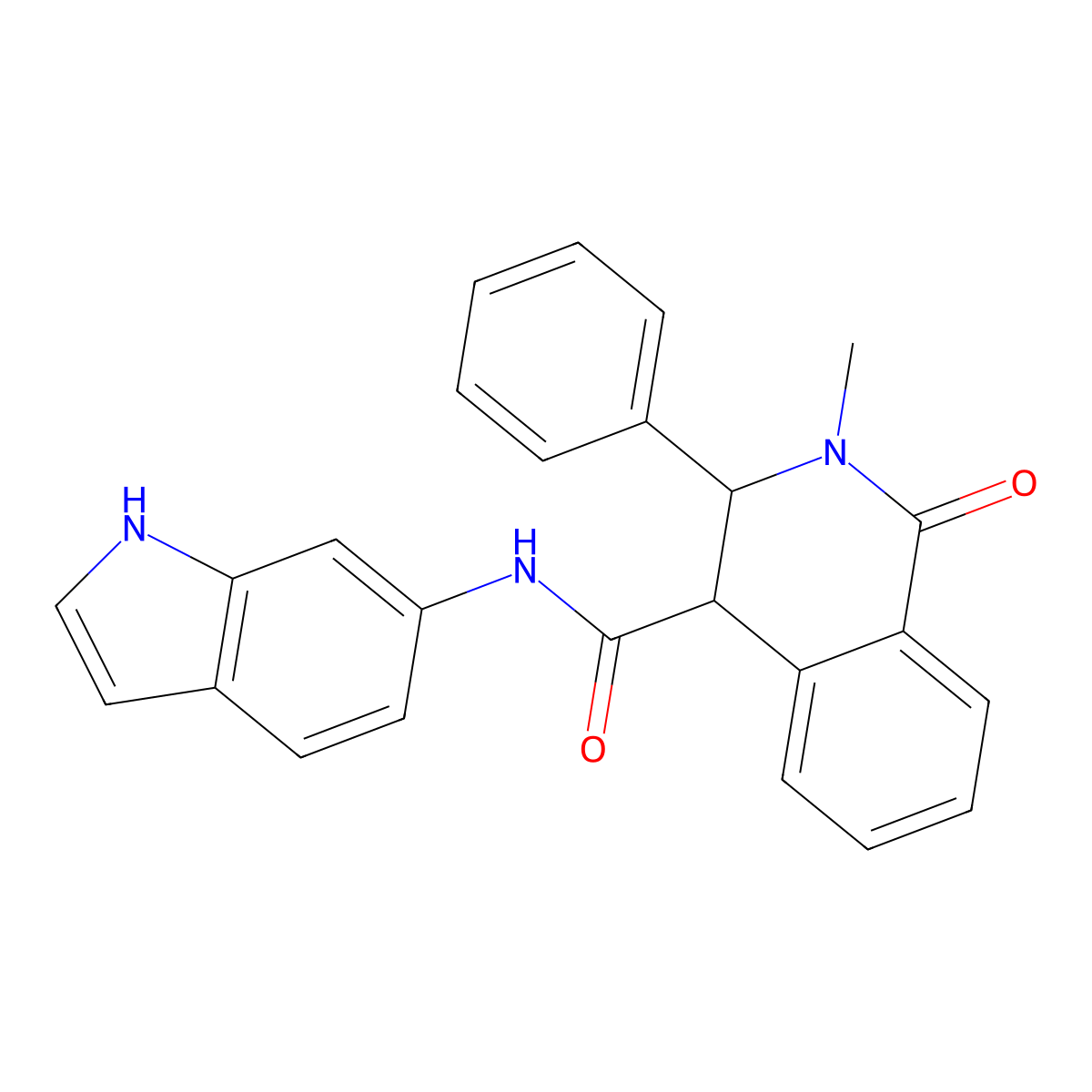 N-(1H-indol-6-yl)-2-methyl-1-oxo-3-phenyl-1,2,3,4-tetrahydroisoquinoline-4-carboxamide molecular structure, CAS 1190290-44-8