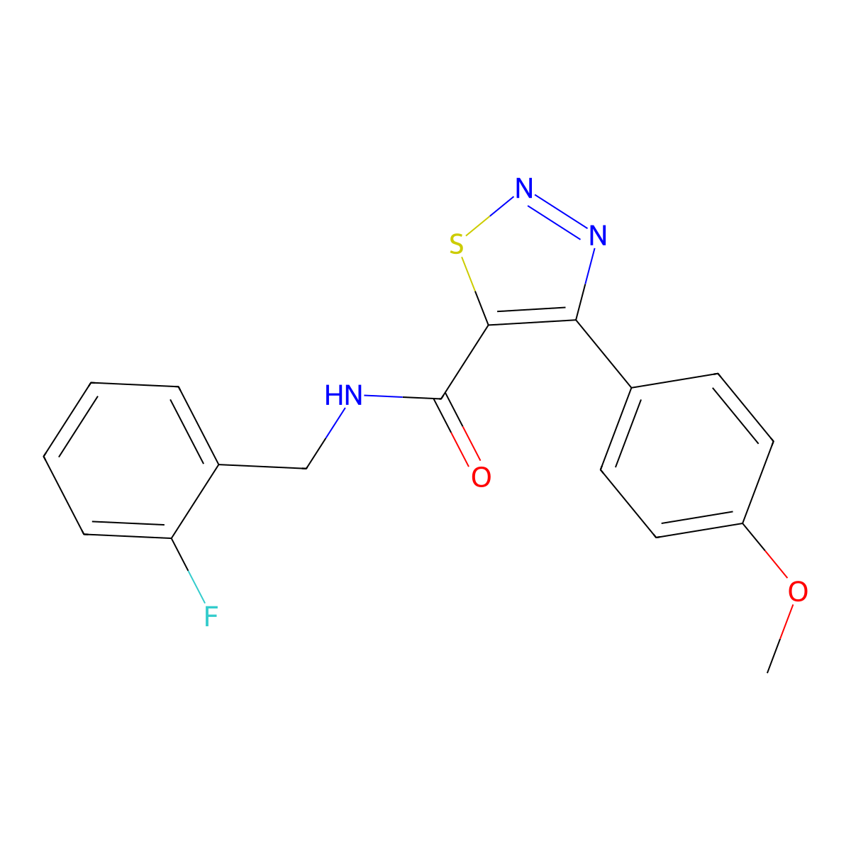 N-(2-fluorobenzyl)-4-(4-methoxyphenyl)-1,2,3-thiadiazole-5-carboxamide molecular structure, CAS 1190290-89-1