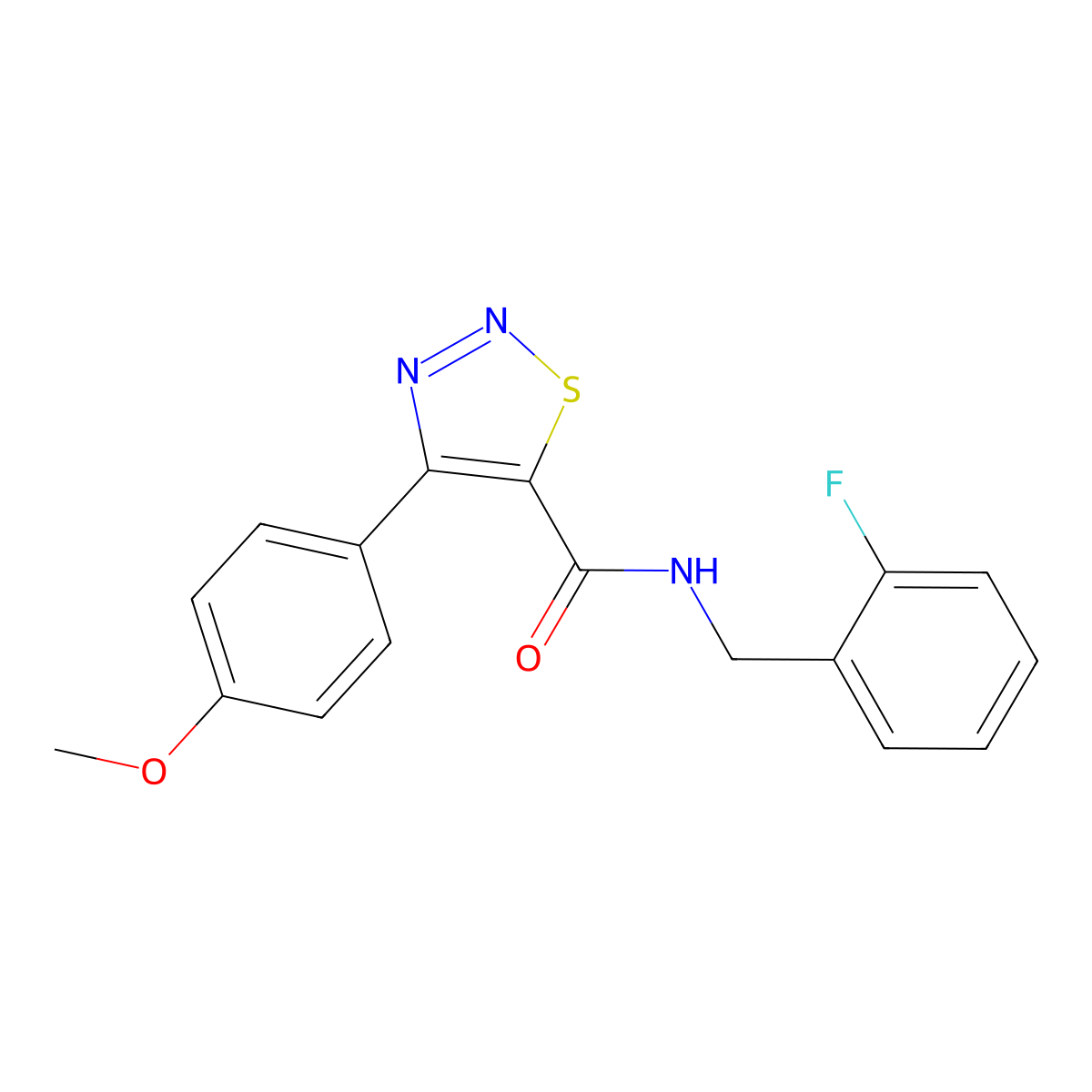 N-(2-fluorobenzyl)-4-(4-methoxyphenyl)-1,2,3-thiadiazole-5-carboxamide molecular structure, CAS 1190290-89-1