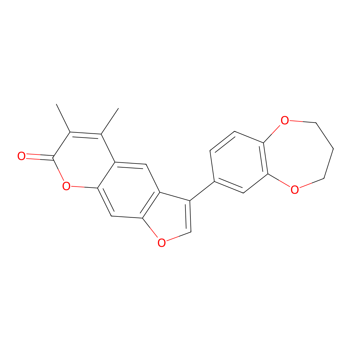 3-(3,4-dihydro-2H-1,5-benzodioxepin-7-yl)-5,6-dimethyl-7H-furo[3,2-g]chromen-7-one molecular structure, CAS 1190292-06-8