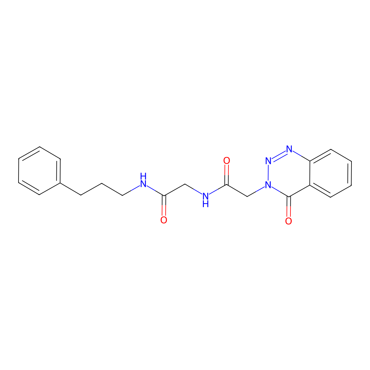 N~2~-[(4-oxo-1,2,3-benzotriazin-3(4H)-yl)acetyl]-N-(3-phenylpropyl)glycinamide molecular structure, CAS 1190292-07-9