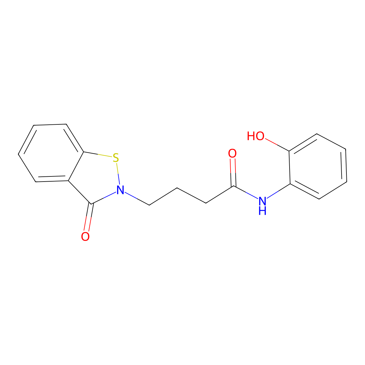 N-(2-hydroxyphenyl)-4-(3-oxo-1,2-benzothiazol-2(3H)-yl)butanamide molecular structure, CAS 1190292-17-1