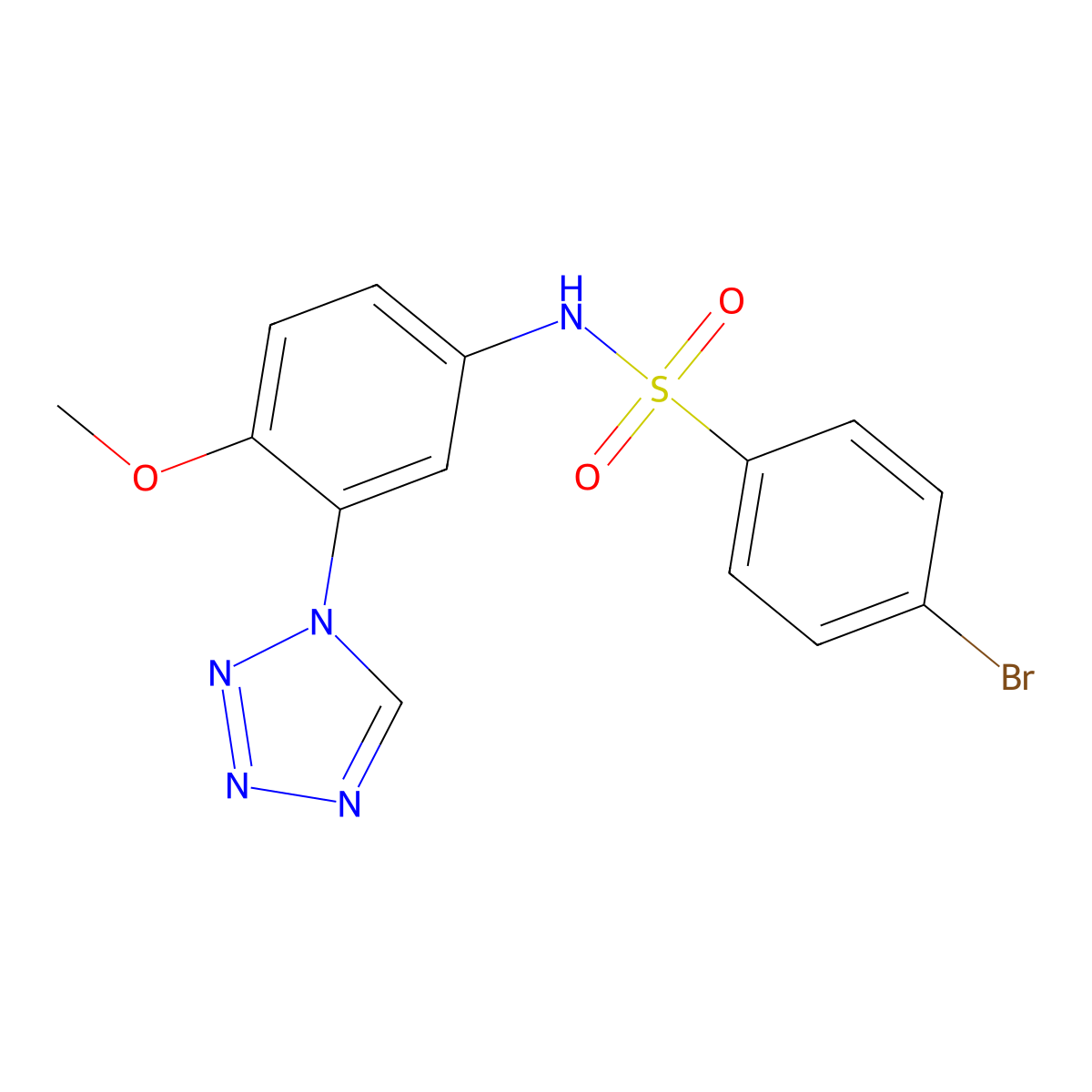 4-bromo-N-[4-methoxy-3-(1H-tetrazol-1-yl)phenyl]benzenesulfonamide molecular structure, CAS 1190292-20-6
