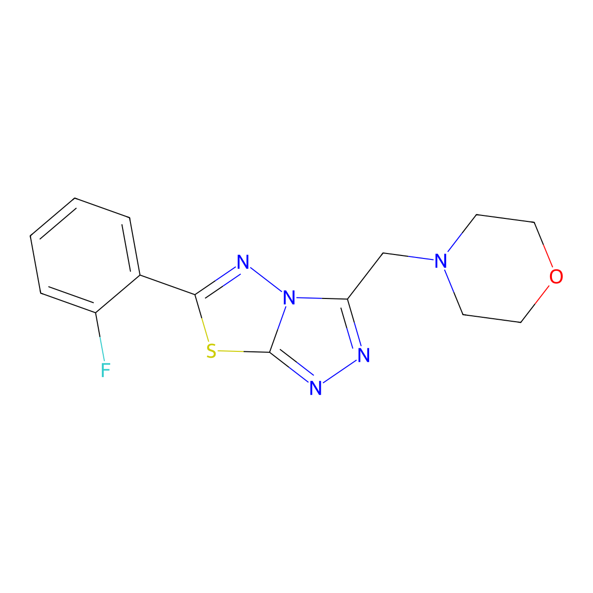 6-(2-Fluorophenyl)-3-(4-morpholinylmethyl)[1,2,4]triazolo[3,4-b][1,3,4]thiadiazole molecular structure, CAS 1190292-21-7