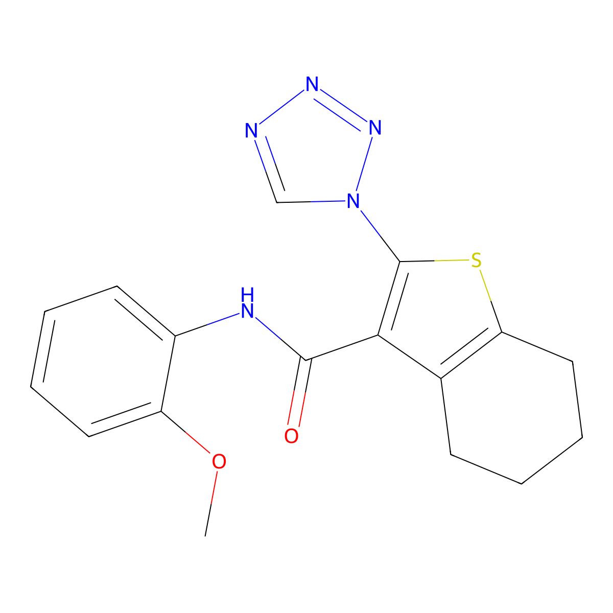 N-(2-methoxyphenyl)-2-(1H-tetrazol-1-yl)-4,5,6,7-tetrahydro-1-benzothiophene-3-carboxamide molecular structure, CAS 1190292-52-4