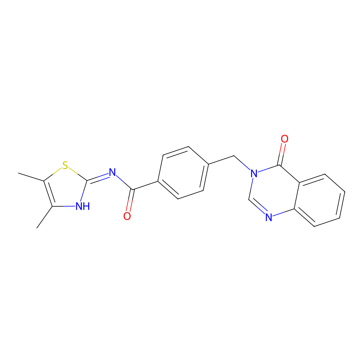 N-(4,5-dimethyl-1,3-thiazol-2-yl)-4-{[4-oxo-3(4H)-quinazolinyl]methyl}benzamide molecular structure, CAS 1190292-58-0