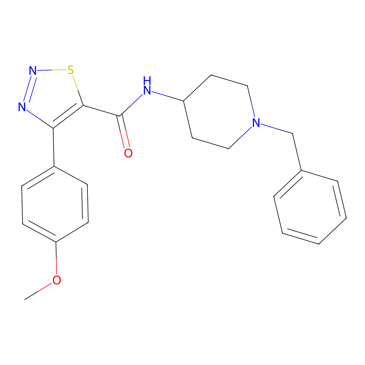N-(1-benzylpiperidin-4-yl)-4-(4-methoxyphenyl)-1,2,3-thiadiazole-5-carboxamide molecular structure, CAS 1190292-68-2