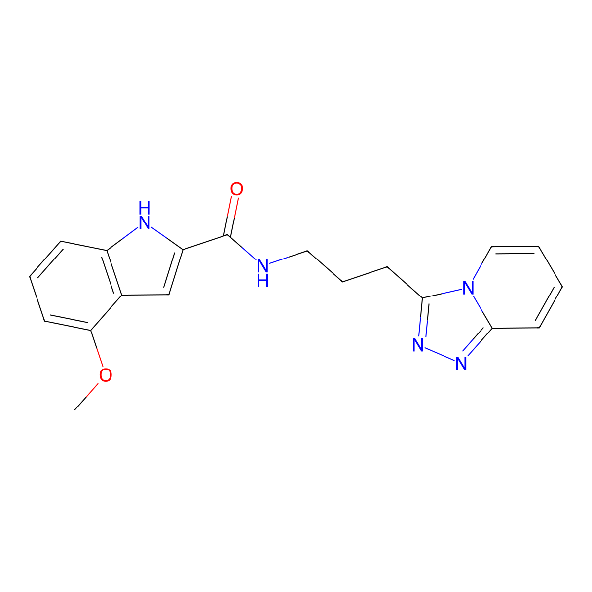4-methoxy-N-[3-([1,2,4]triazolo[4,3-a]pyridin-3-yl)propyl]-1H-indole-2-carboxamide molecular structure, CAS 1190293-96-9