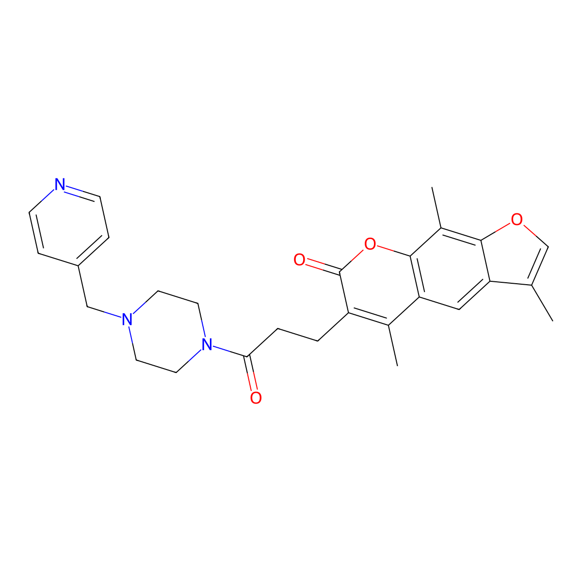 3,5,9-trimethyl-6-{3-oxo-3-[4-(4-pyridinylmethyl)-1-piperazinyl]propyl}-7H-furo[3,2-g]chromen-7-one molecular structure, CAS 1190294-01-9