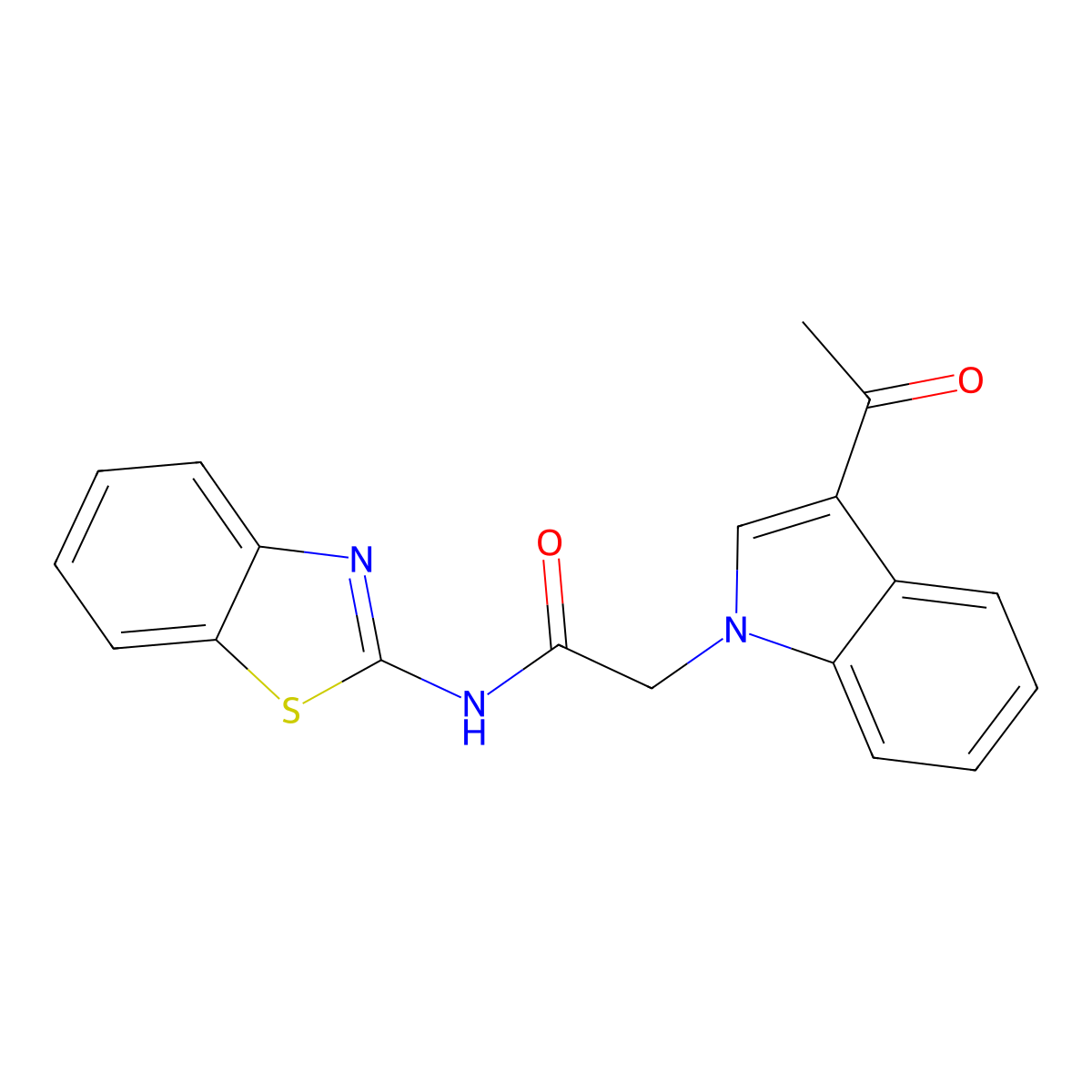 2-(3-acetyl-1H-indol-1-yl)-N-[(2Z)-1,3-benzothiazol-2(3H)-ylidene]acetamide molecular structure, CAS 1190294-10-0