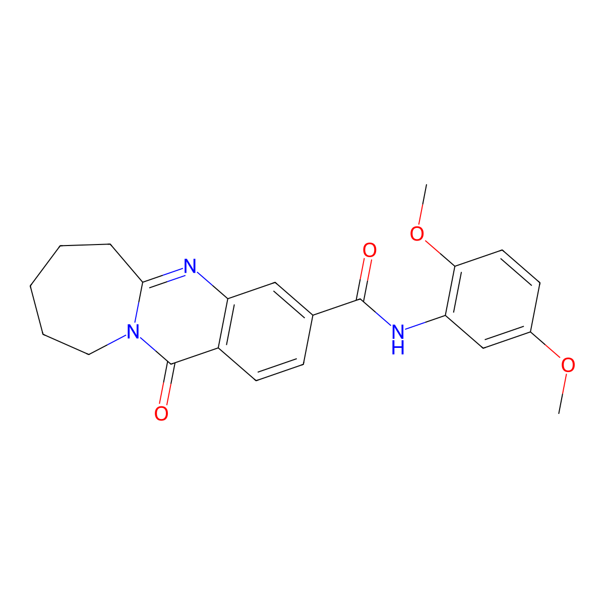 N-(2,5-dimethoxyphenyl)-12-oxo-6,7,8,9,10,12-hexahydroazepino[2,1-b]quinazoline-3-carboxamide molecular structure, CAS 1190294-17-7
