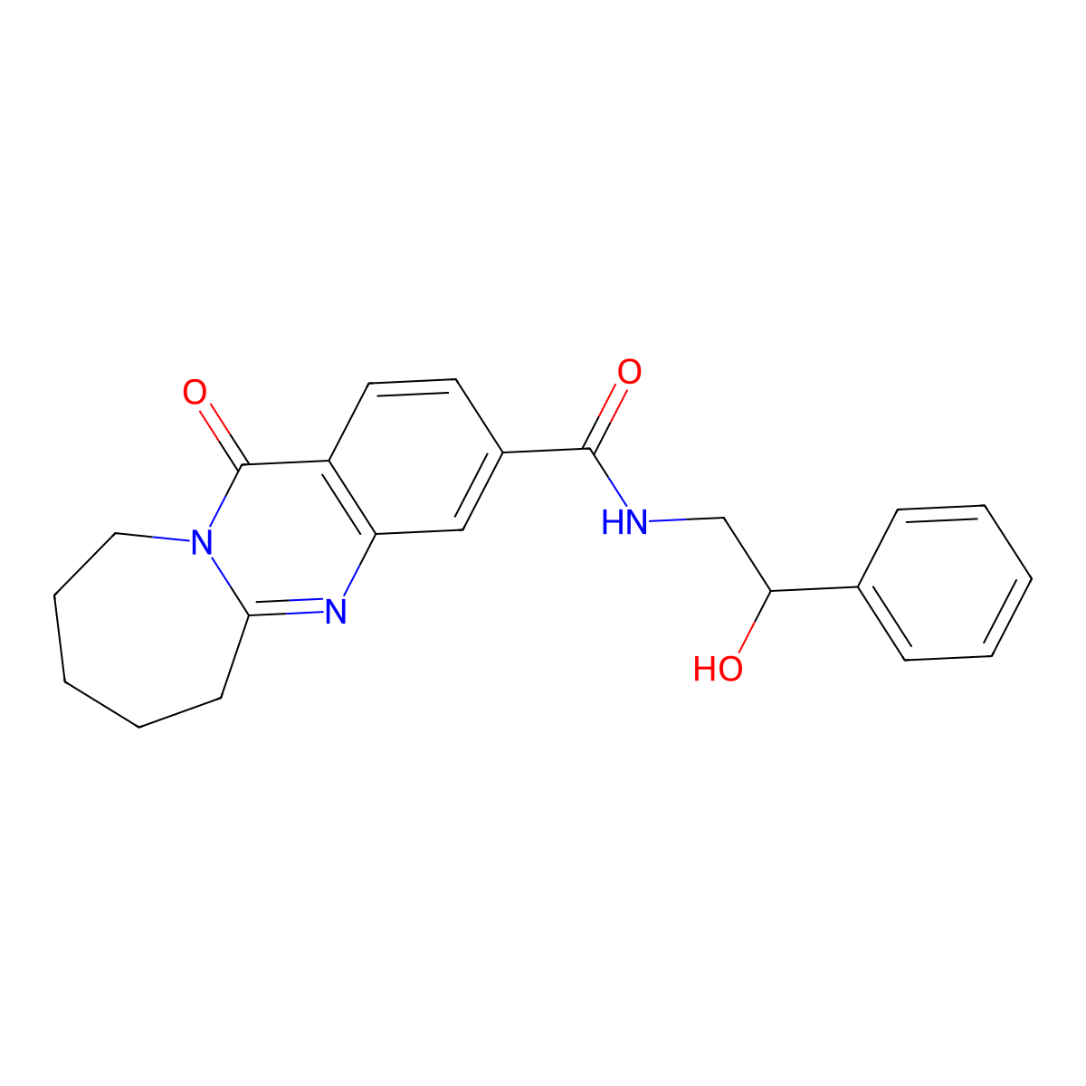 N-(2-hydroxy-2-phenylethyl)-12-oxo-6,7,8,9,10,12-hexahydroazepino[2,1-b]quinazoline-3-carboxamide molecular structure, CAS 1190294-24-6