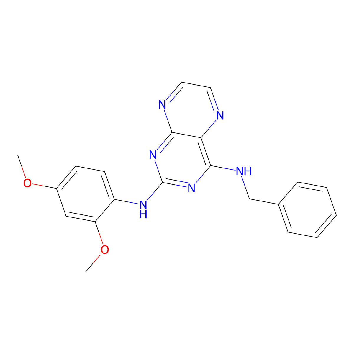 (2,4-Dimethoxyphenyl){4-[benzylamino]pteridin-2-yl}amine molecular structure, CAS 1190294-39-3