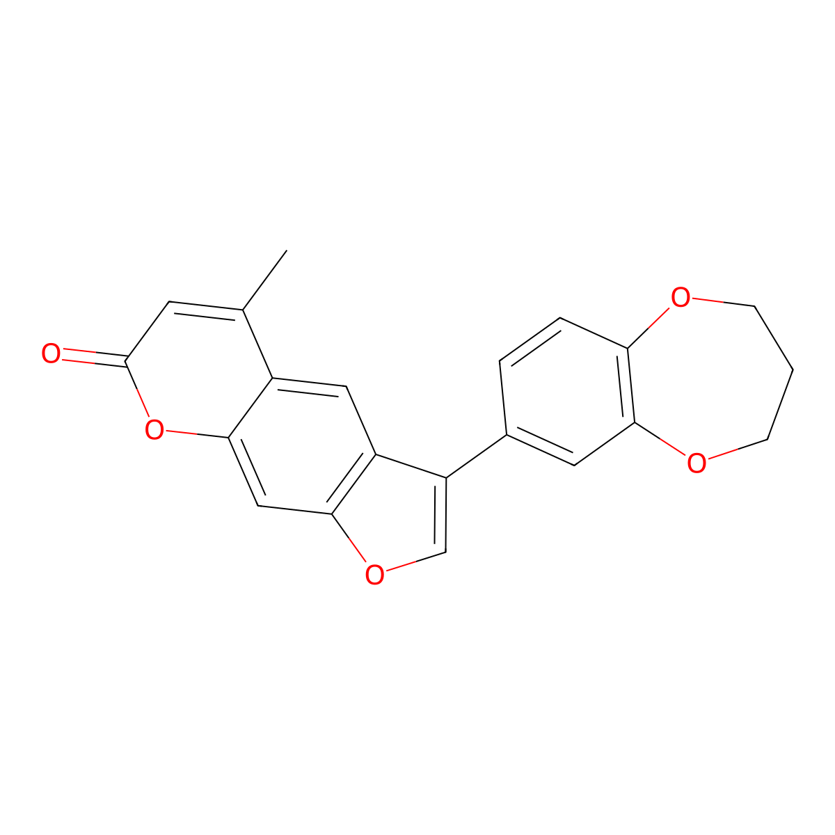 3-(3,4-dihydro-2H-1,5-benzodioxepin-7-yl)-5-methyl-7H-furo[3,2-g]chromen-7-one molecular structure, CAS 1190294-44-0