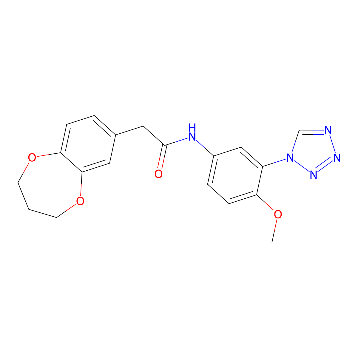 2-(3,4-dihydro-2H-1,5-benzodioxepin-7-yl)-N-[4-methoxy-3-(1H-tetrazol-1-yl)phenyl]acetamide molecular structure, CAS 1190294-53-1
