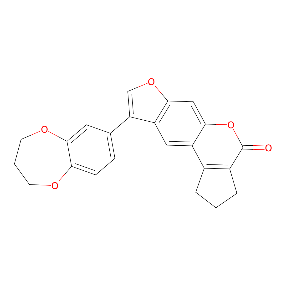 9-(3,4-dihydro-2H-1,5-benzodioxepin-7-yl)-2,3-dihydrocyclopenta[c]furo[3,2-g]chromen-4(1H)-one molecular structure, CAS 1190294-74-6