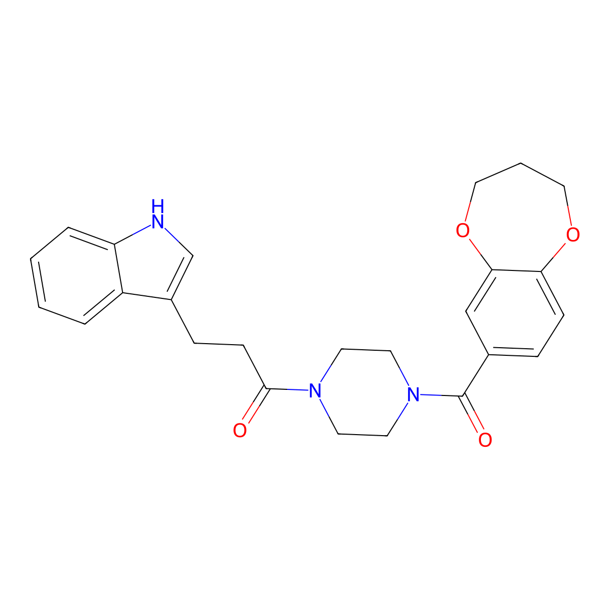 1-[4-(3,4-dihydro-2H-1,5-benzodioxepin-7-ylcarbonyl)piperazin-1-yl]-3-(1H-indol-3-yl)propan-1-one molecular structure, CAS 1190294-94-0