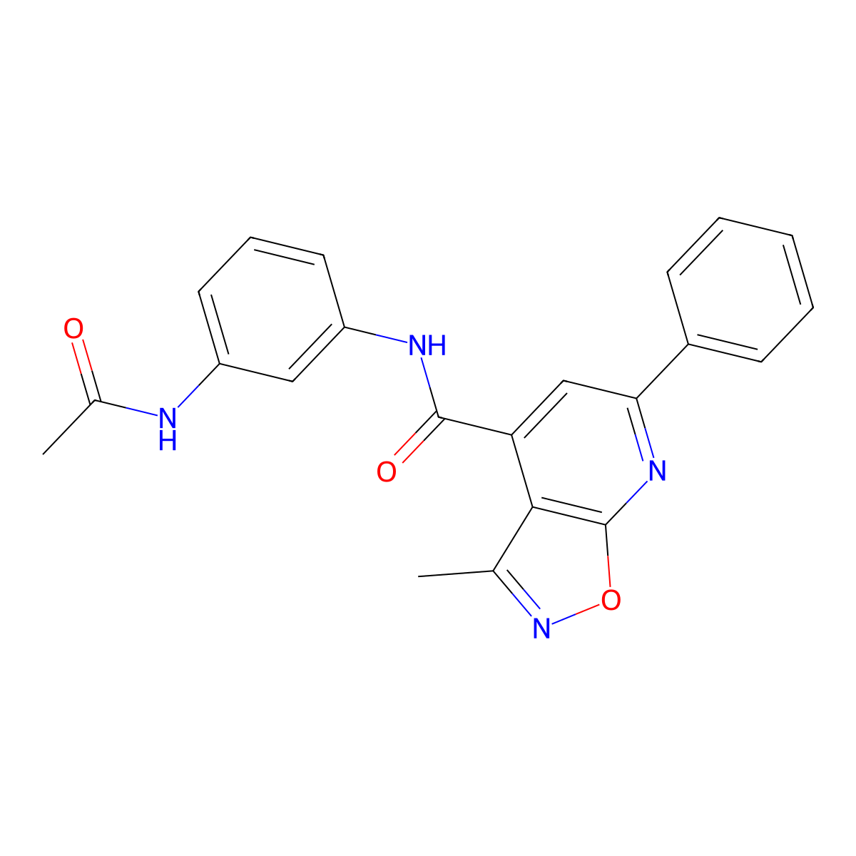 N-[3-(acetylamino)phenyl]-3-methyl-6-phenyl[1,2]oxazolo[5,4-b]pyridine-4-carboxamide molecular structure, CAS 1190295-11-4