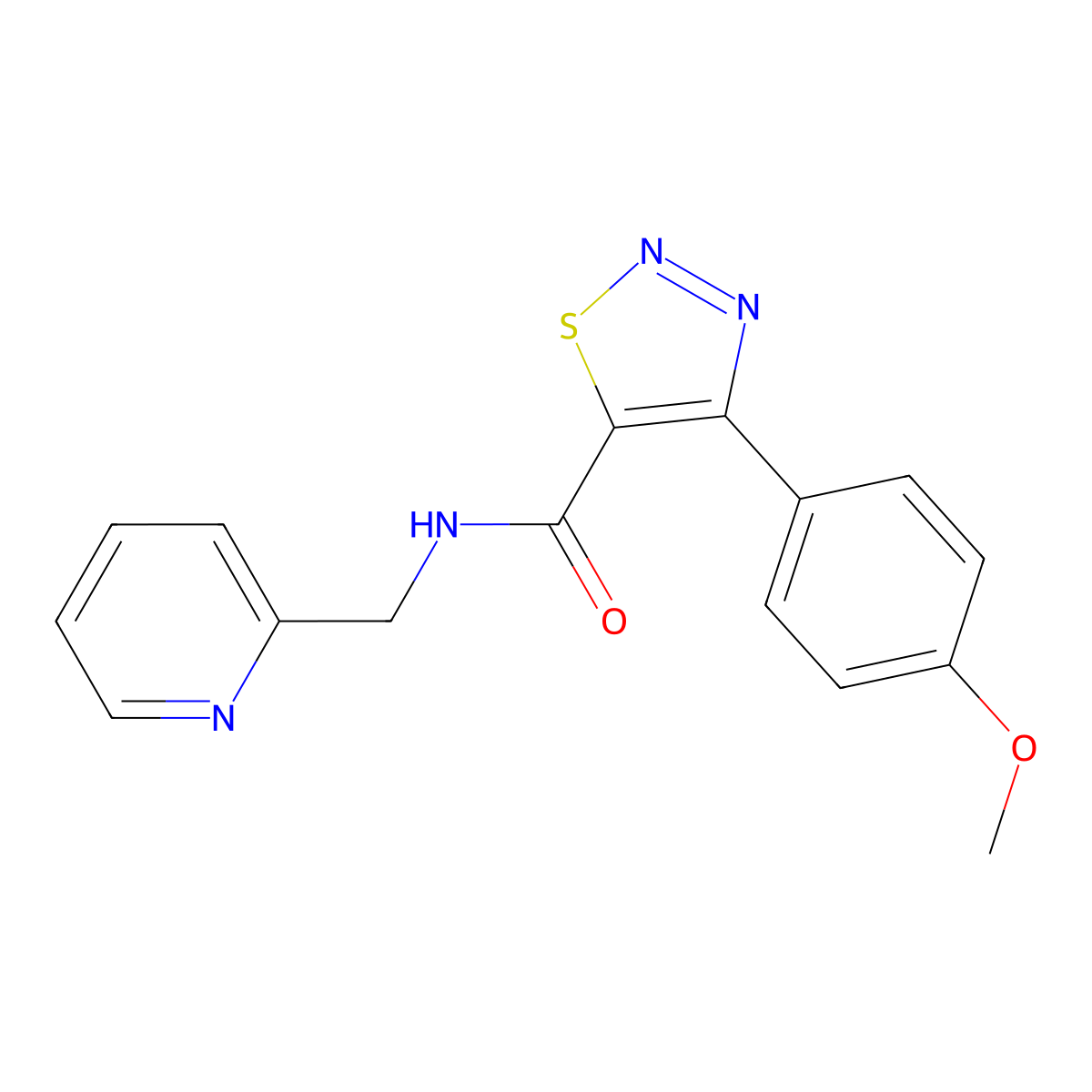 4-(4-methoxyphenyl)-N-(pyridin-2-ylmethyl)-1,2,3-thiadiazole-5-carboxamide molecular structure, CAS 1190295-35-2