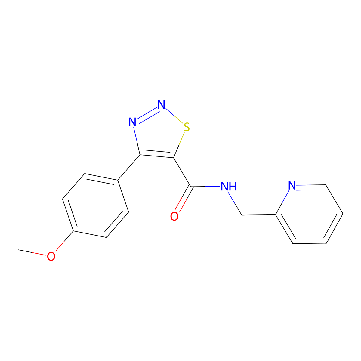 4-(4-methoxyphenyl)-N-(pyridin-2-ylmethyl)-1,2,3-thiadiazole-5-carboxamide molecular structure, CAS 1190295-35-2