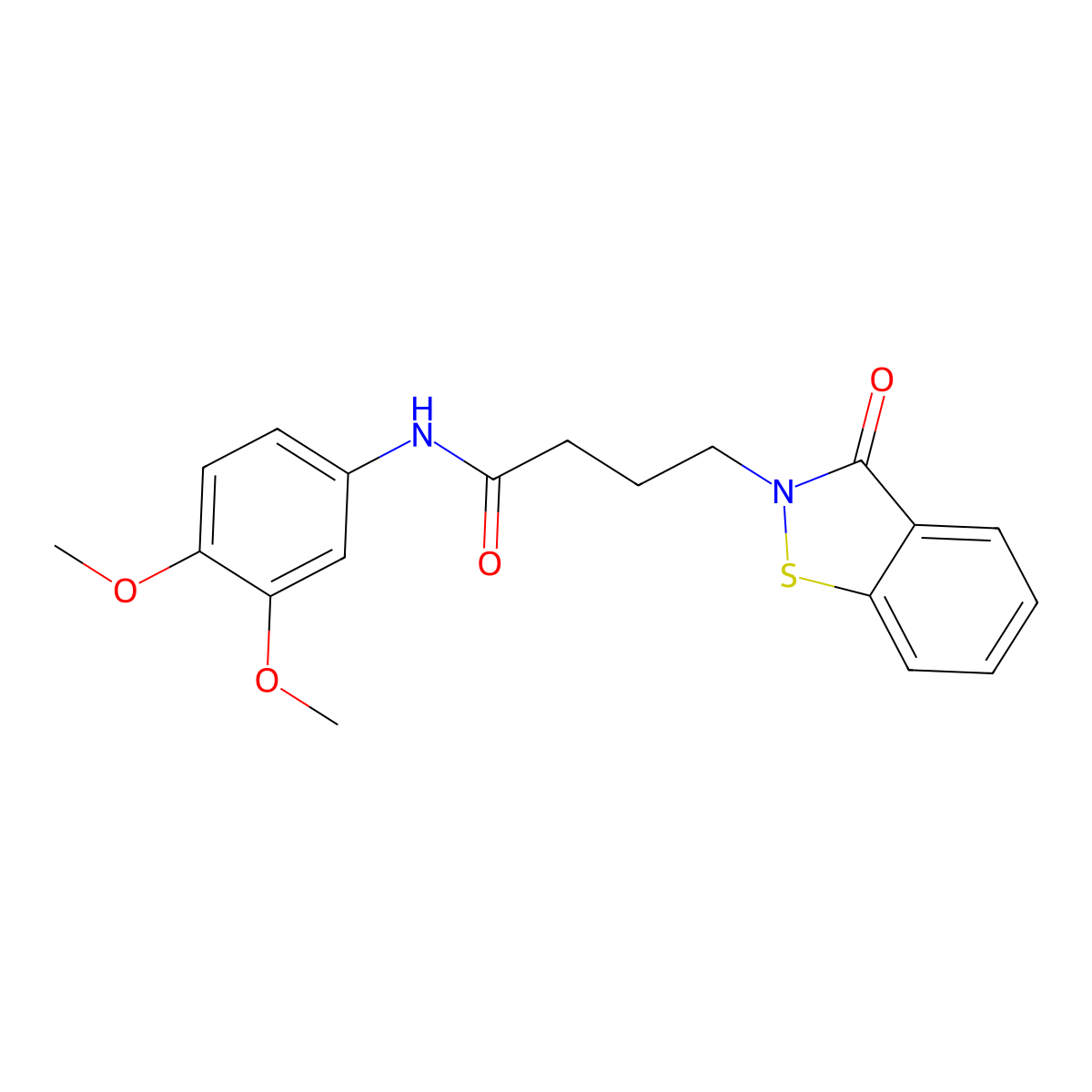N-(3,4-dimethoxyphenyl)-4-(3-oxo-1,2-benzothiazol-2(3H)-yl)butanamide molecular structure, CAS 1190295-43-2