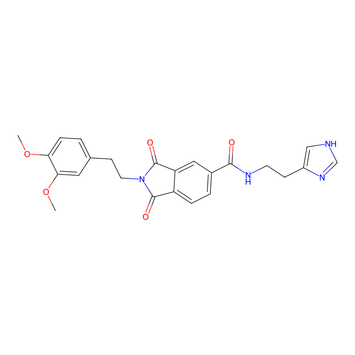 2-[2-(3,4-dimethoxyphenyl)ethyl]-N-[2-(1H-imidazol-4-yl)ethyl]-1,3-dioxo-2,3-dihydro-1H-isoindole-5-carboxamide molecular structure, CAS 1190295-56-7