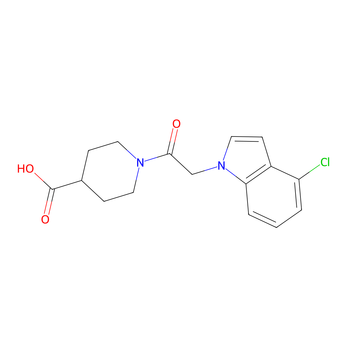 1-[(4-chloro-1H-indol-1-yl)acetyl]piperidine-4-carboxylic acid molecular structure, CAS 1190295-69-2