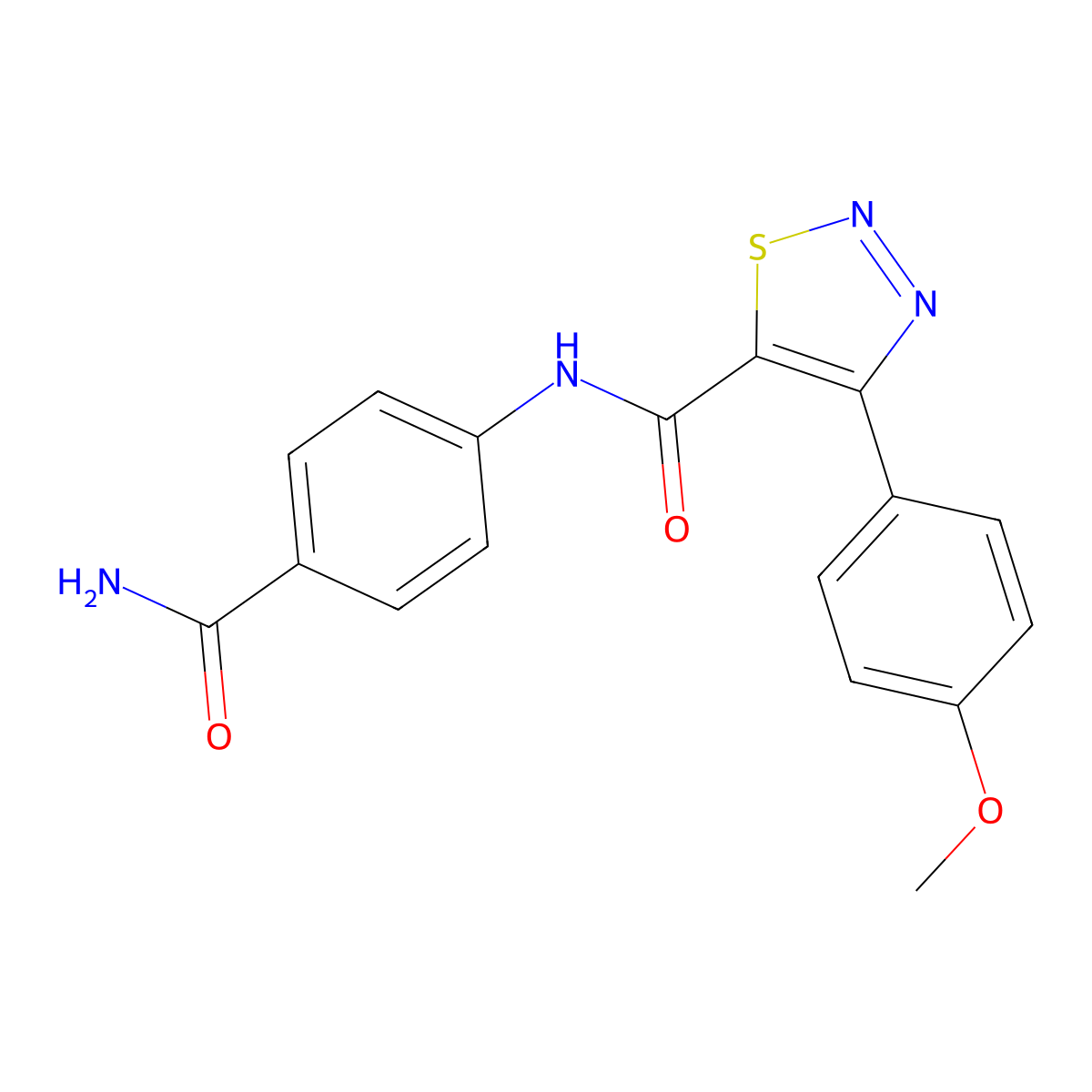 N-(4-carbamoylphenyl)-4-(4-methoxyphenyl)-1,2,3-thiadiazole-5-carboxamide molecular structure, CAS 1190295-80-7
