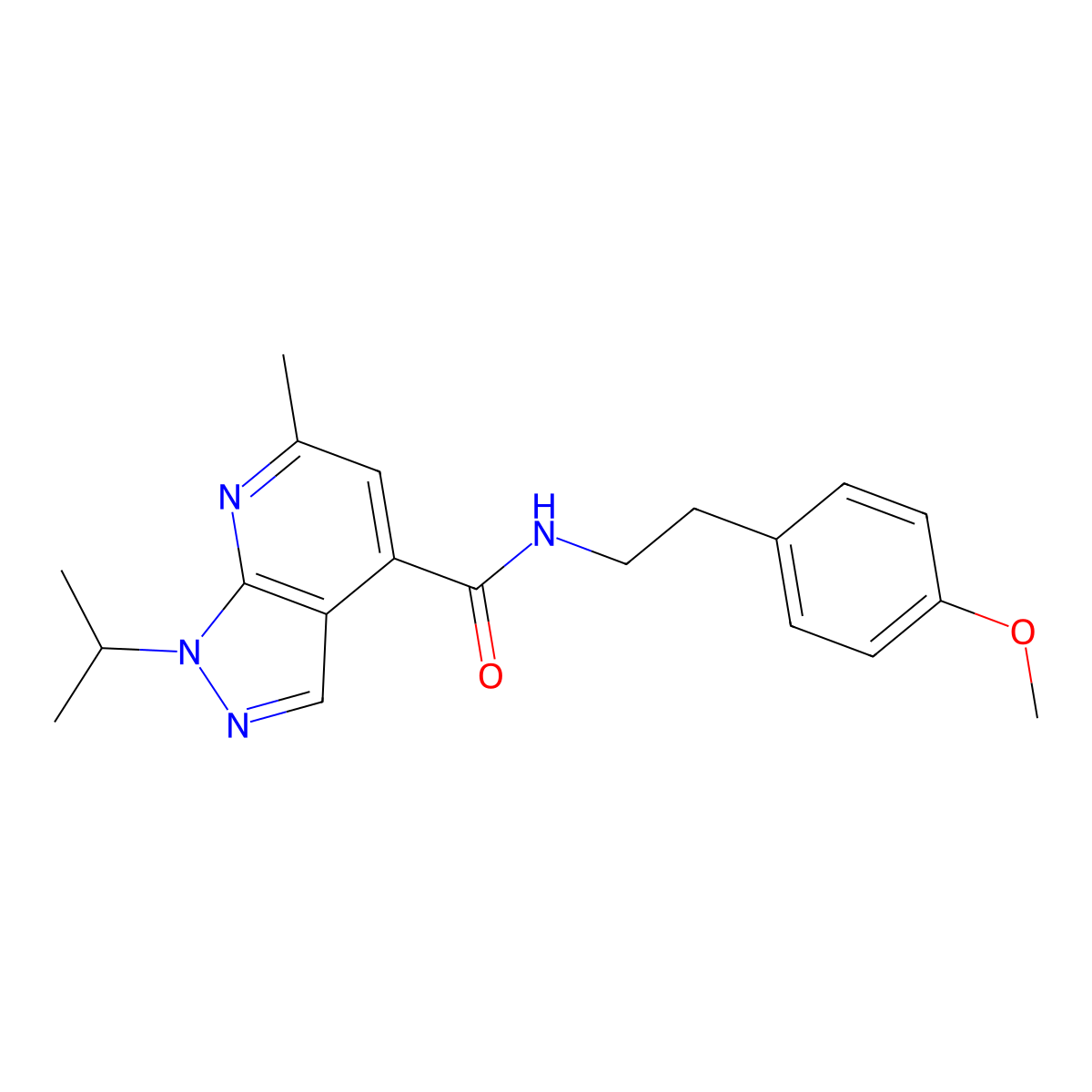 1-isopropyl-N-[2-(4-methoxyphenyl)ethyl]-6-methyl-1H-pyrazolo[3,4-b]pyridine-4-carboxamide molecular structure, CAS 1190296-39-9