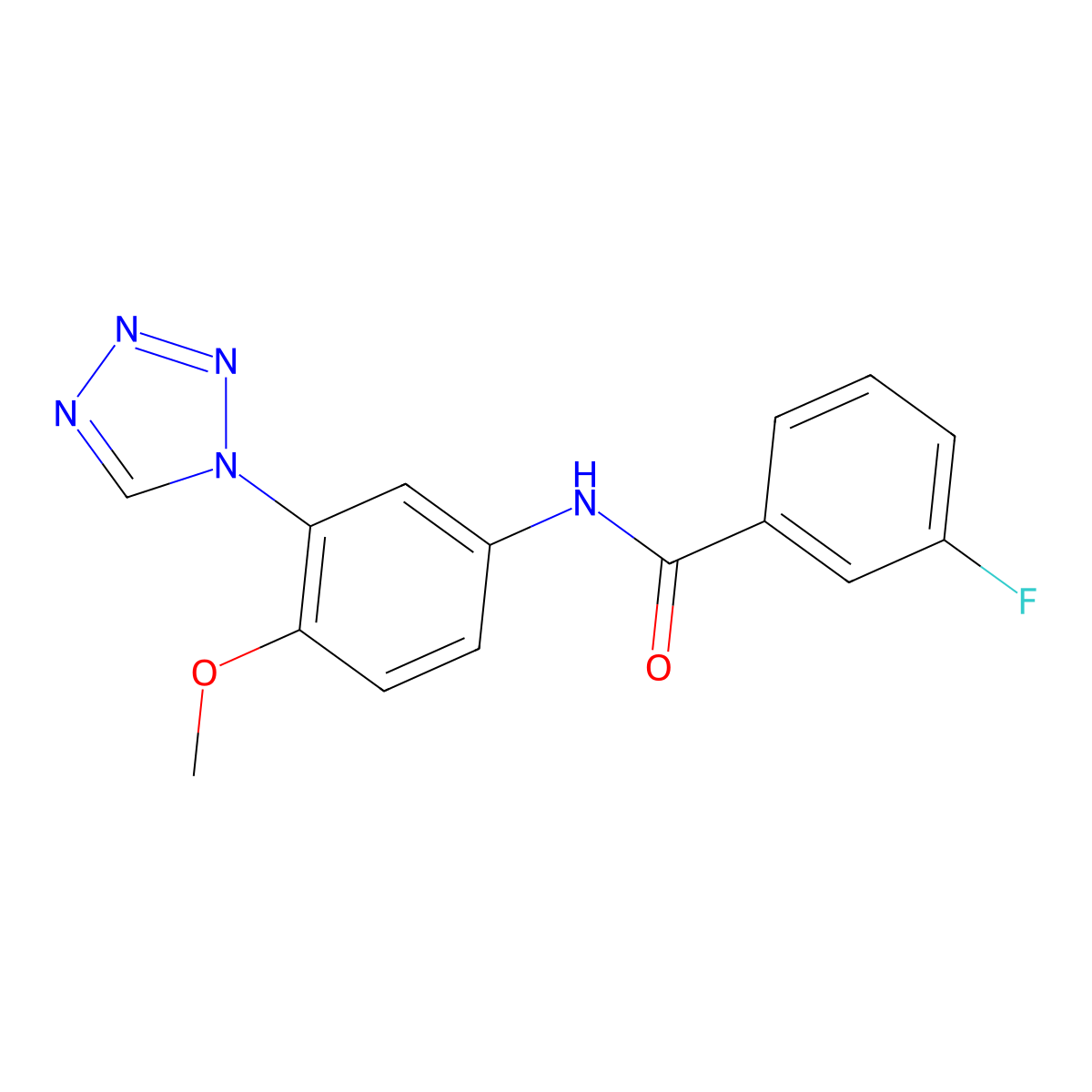 3-fluoro-N-[4-methoxy-3-(1H-tetrazol-1-yl)phenyl]benzamide molecular structure, CAS 1190296-40-2