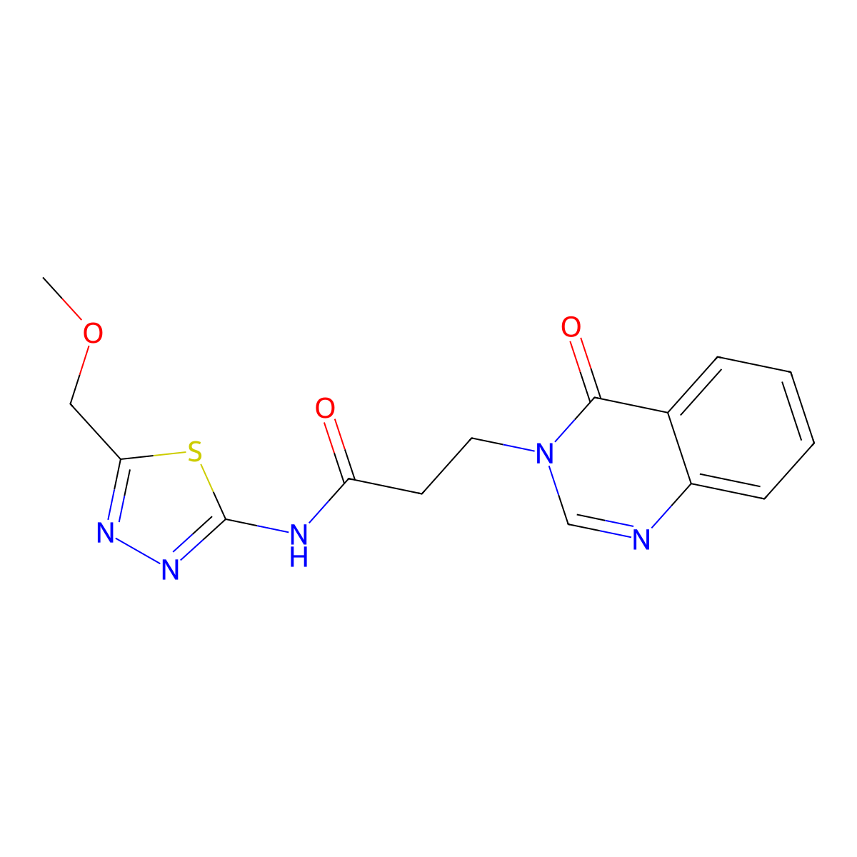 N-[(2E)-5-(methoxymethyl)-1,3,4-thiadiazol-2(3H)-ylidene]-3-(4-oxoquinazolin-3(4H)-yl)propanamide molecular structure, CAS 1190296-42-4