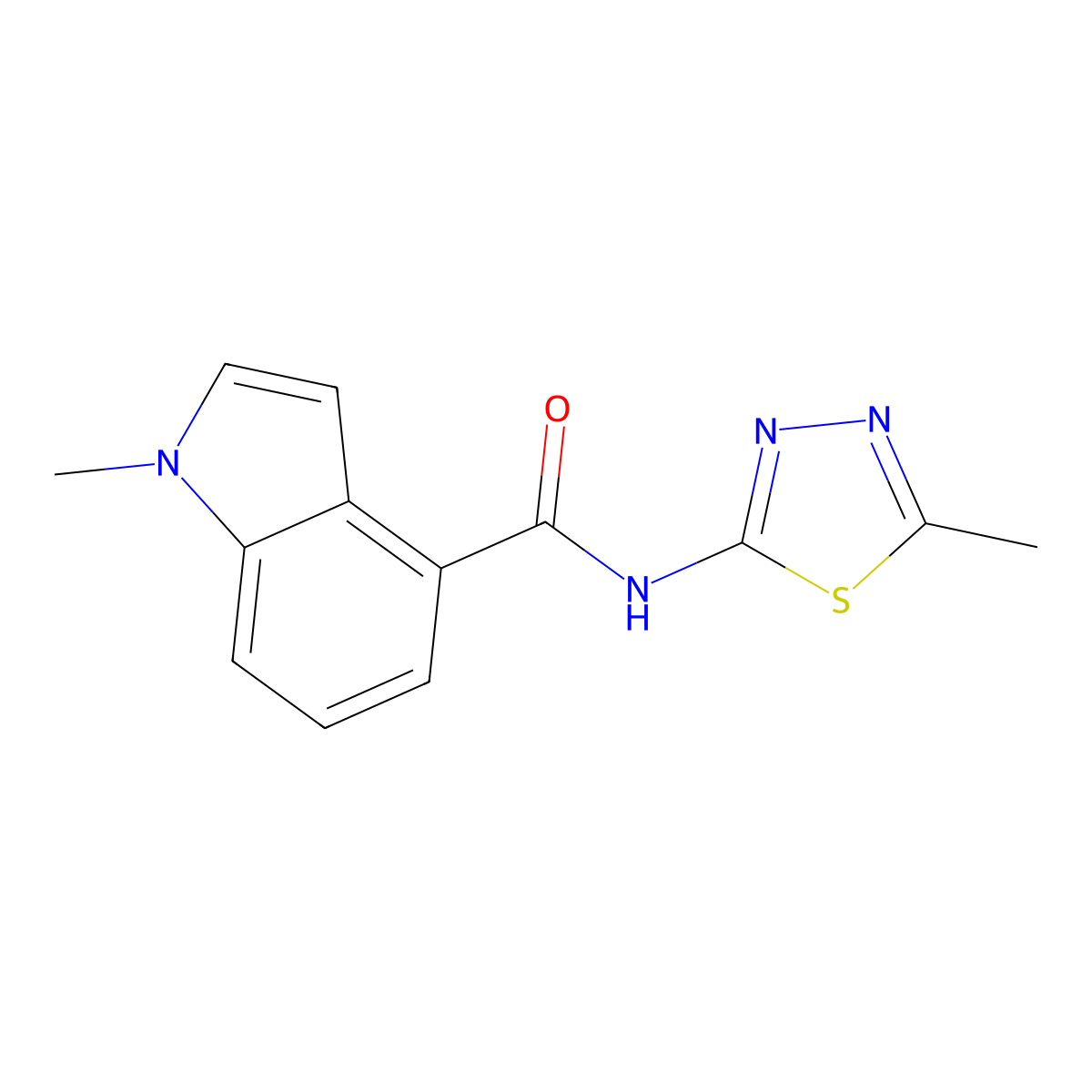 1-methyl-N-(5-methyl-1,3,4-thiadiazol-2-yl)-1H-indole-4-carboxamide molecular structure, CAS 1190296-57-1