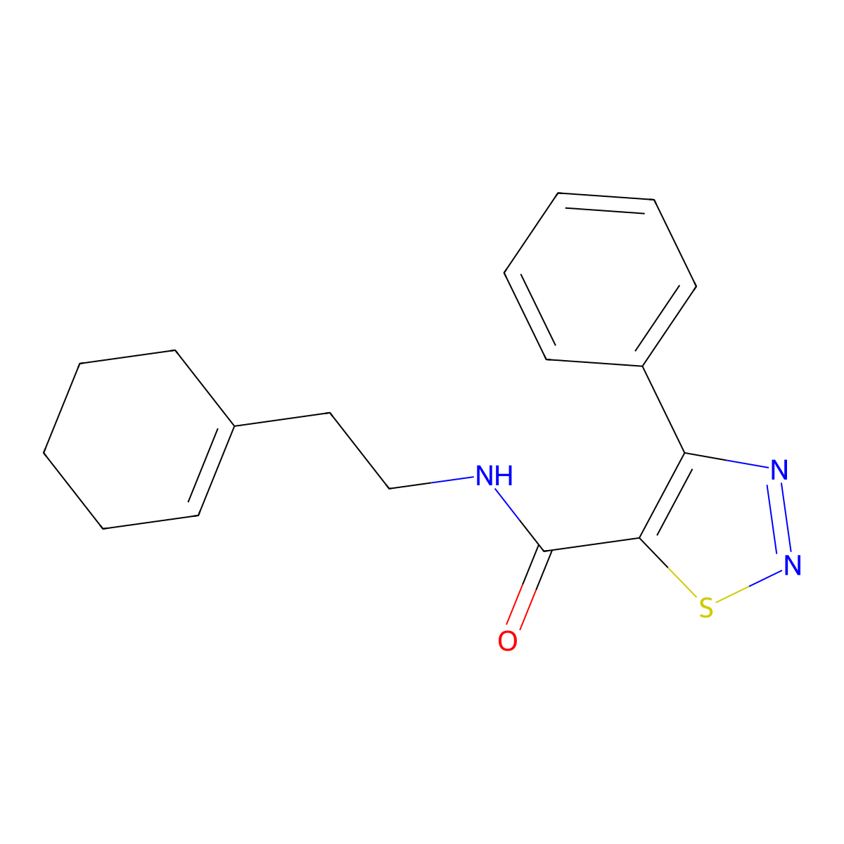 N-[2-(cyclohex-1-en-1-yl)ethyl]-4-phenyl-1,2,3-thiadiazole-5-carboxamide molecular structure, CAS 1190296-60-6