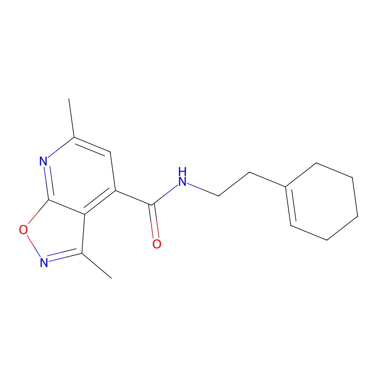 N-[2-(cyclohex-1-en-1-yl)ethyl]-3,6-dimethyl[1,2]oxazolo[5,4-b]pyridine-4-carboxamide molecular structure, CAS 1190296-62-8