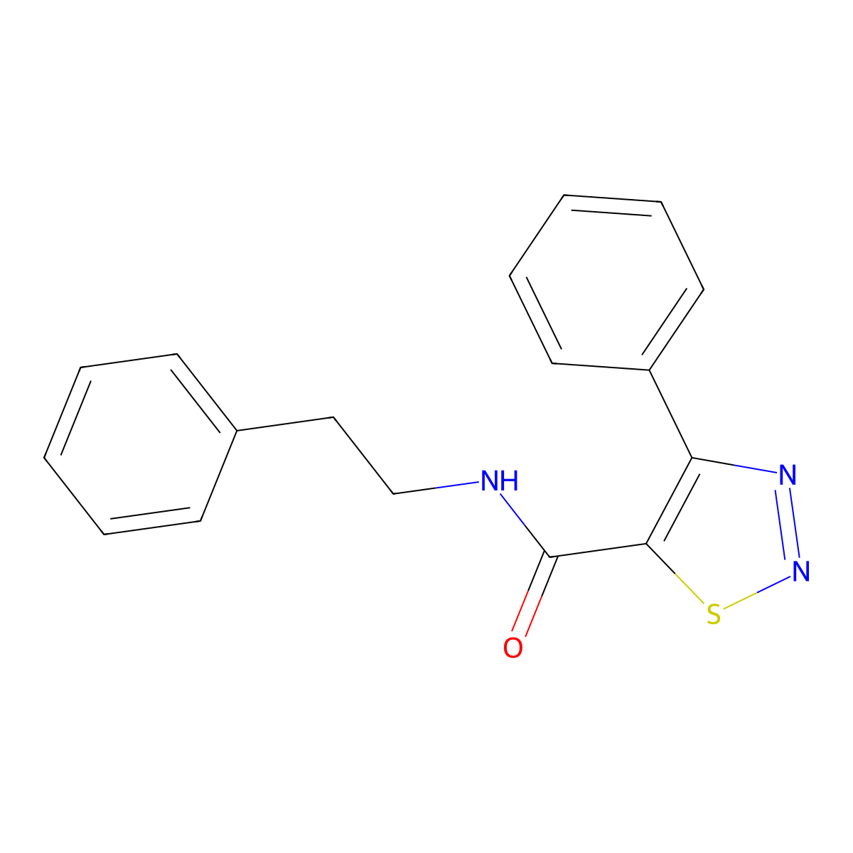 4-phenyl-N-(2-phenylethyl)-1,2,3-thiadiazole-5-carboxamide molecular structure, CAS 1190296-71-9
