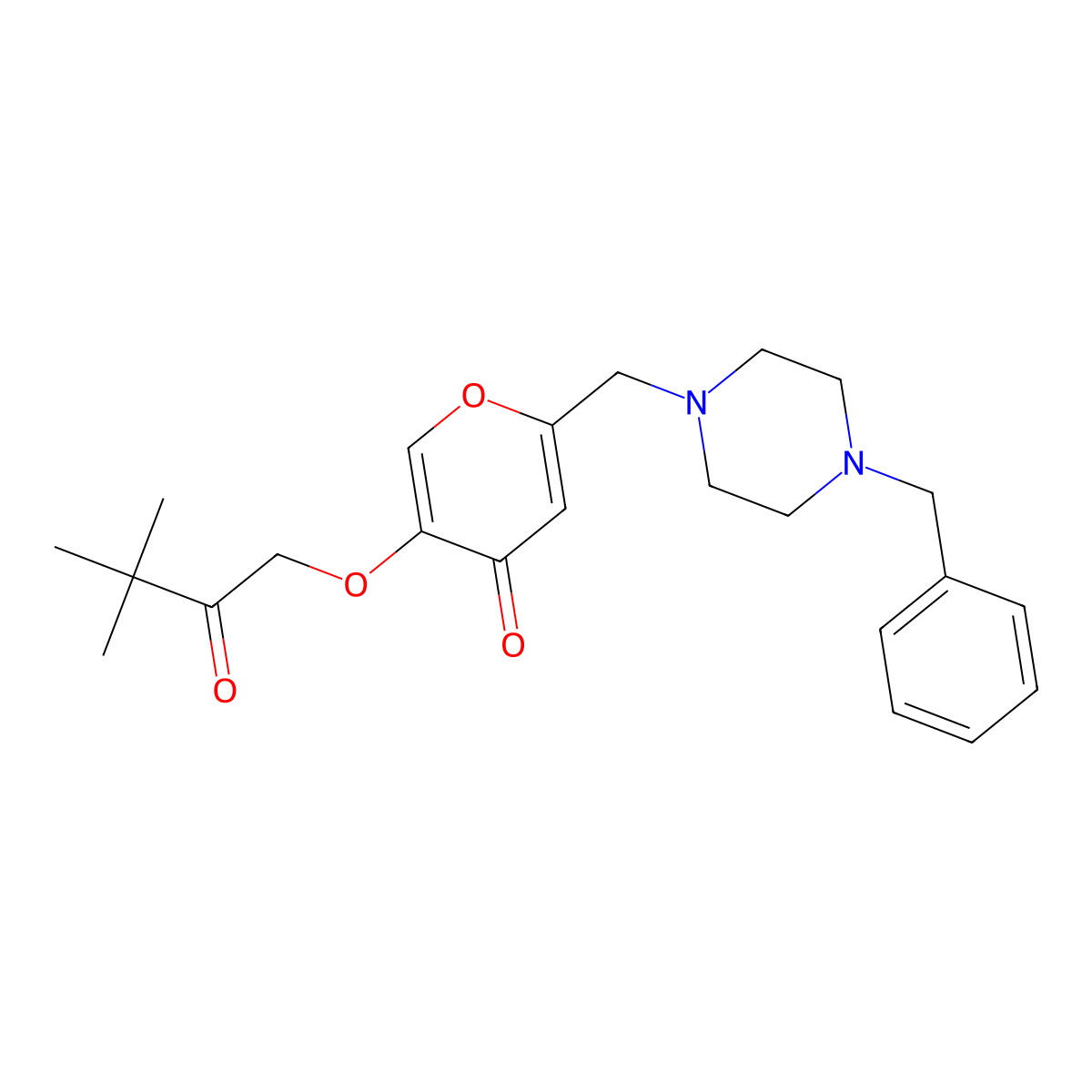 2-[(4-benzylpiperazin-1-yl)methyl]-5-(3,3-dimethyl-2-oxobutoxy)-4H-pyran-4-one molecular structure, CAS 1190296-72-0