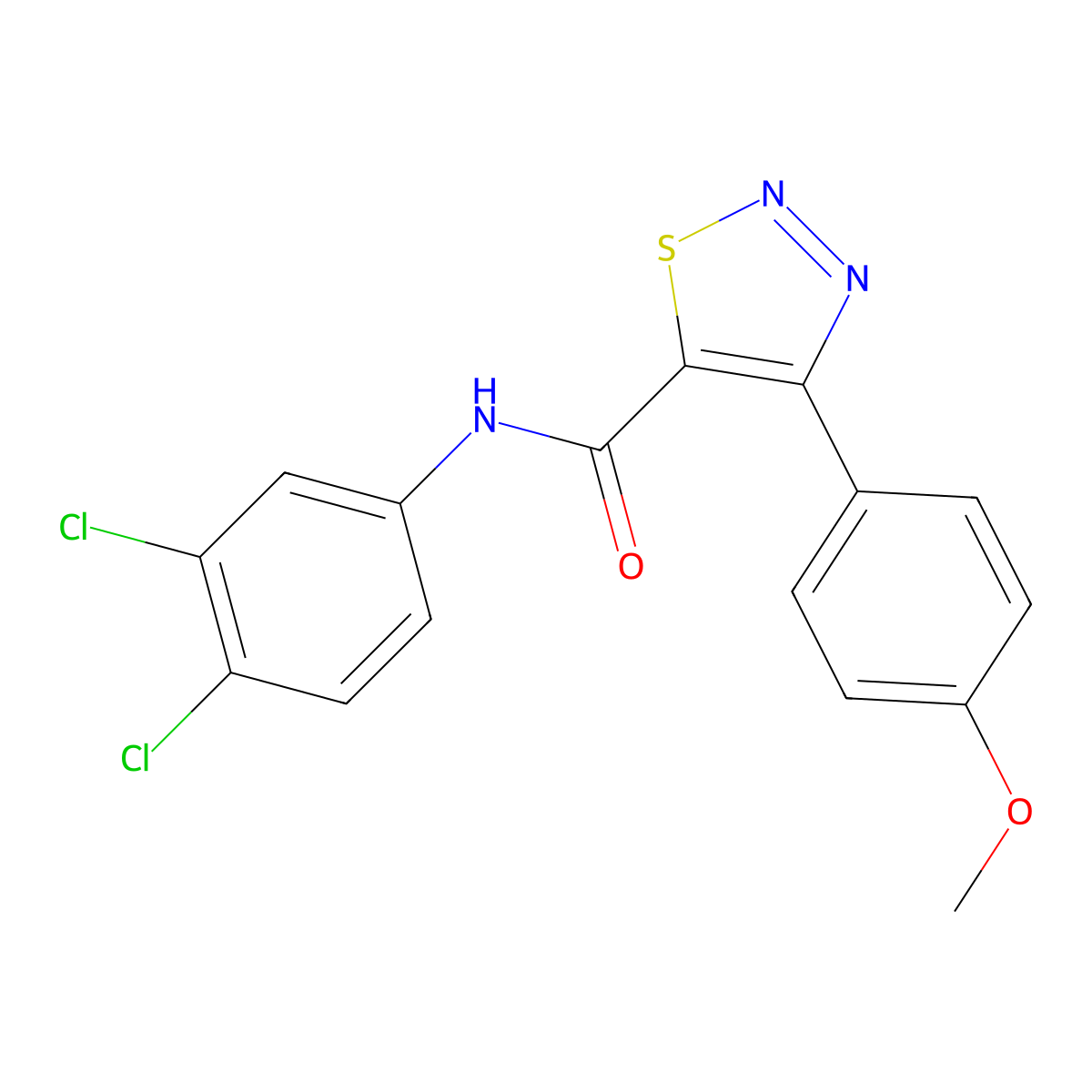 N-(3,4-dichlorophenyl)-4-(4-methoxyphenyl)-1,2,3-thiadiazole-5-carboxamide molecular structure, CAS 1190296-74-2