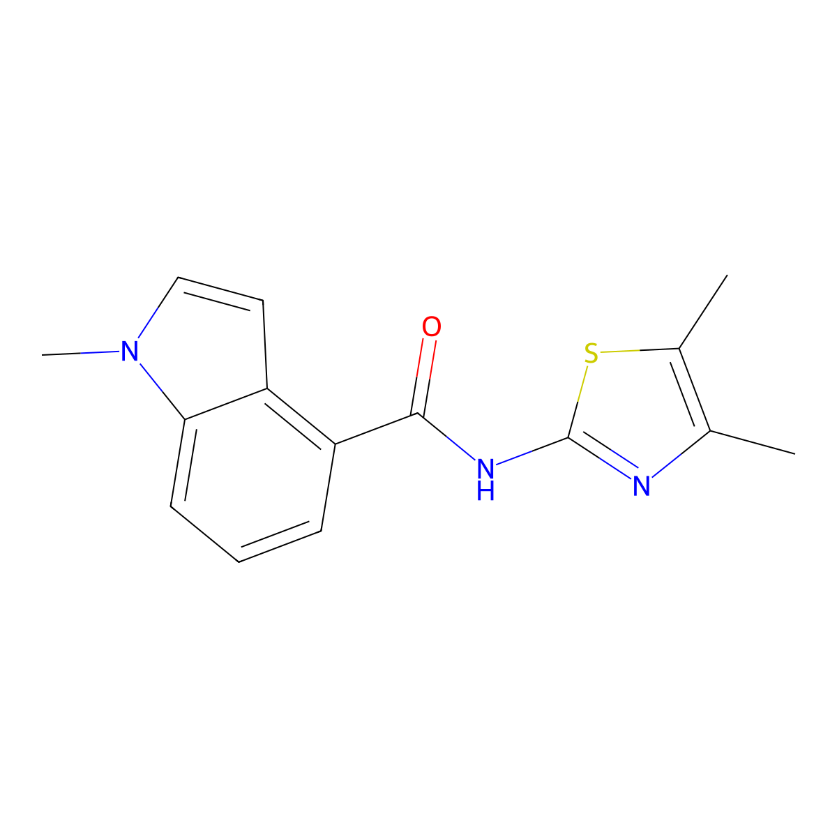 N-[(2Z)-4,5-dimethyl-1,3-thiazol-2(3H)-ylidene]-1-methyl-1H-indole-4-carboxamide molecular structure, CAS 1190296-75-3