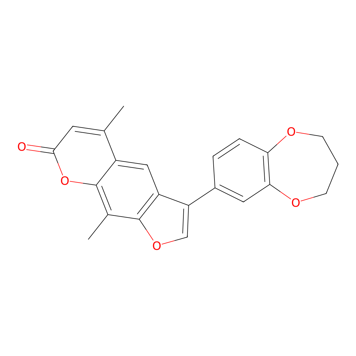 3-(3,4-dihydro-2H-1,5-benzodioxepin-7-yl)-5,9-dimethyl-7H-furo[3,2-g]chromen-7-one molecular structure, CAS 1190297-49-4